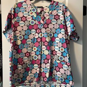 1X Breast Cancer Awareness Scrub Top